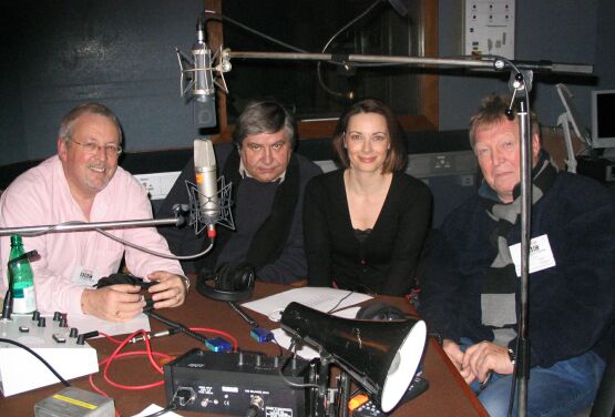 Terry Molloy, Eric Saward, Nicola Bryant and Graeme Harper